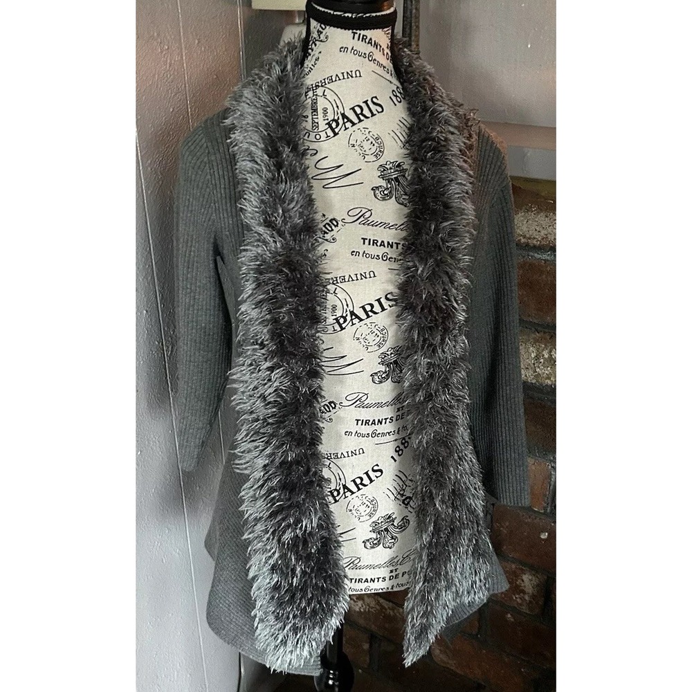 Womens Once Again Sweater Open Gray Cardigan Size M Old Money Quite Luxury
